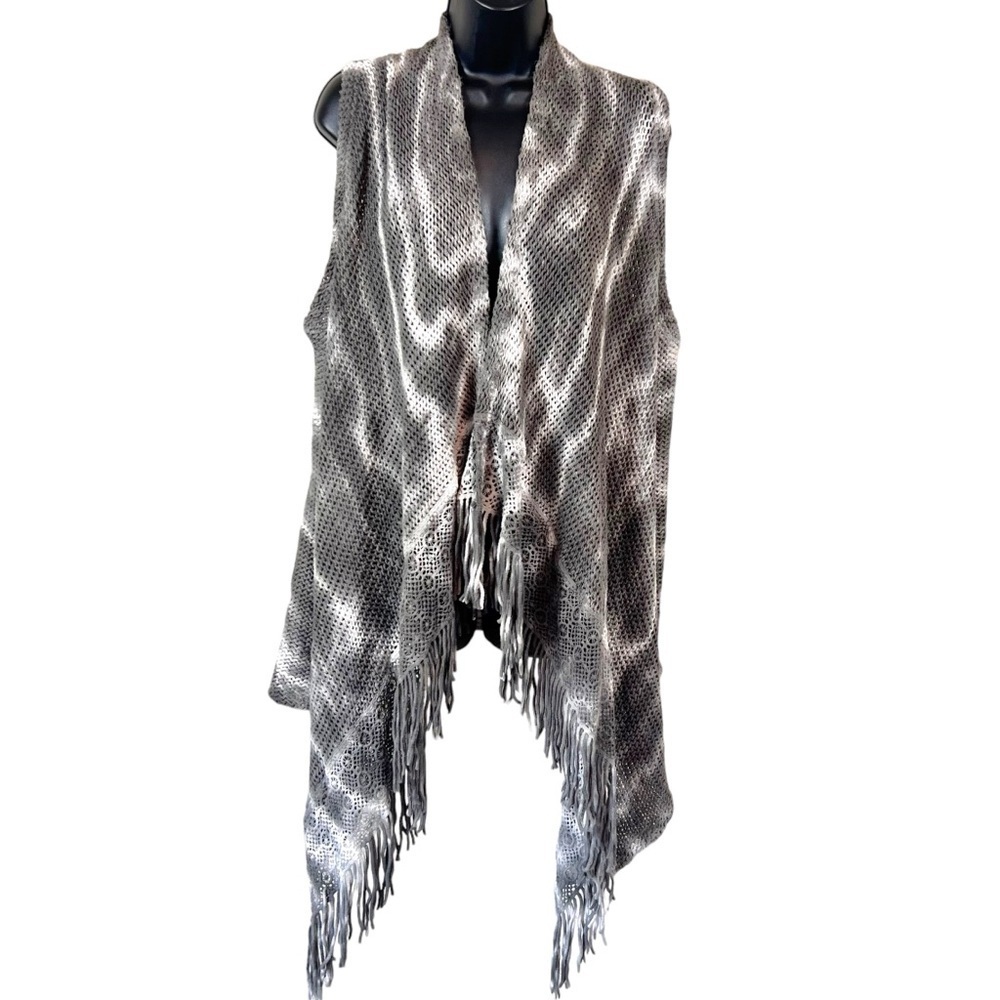 XCVI Tie Dye Fringed Rachel Cardigan Vest